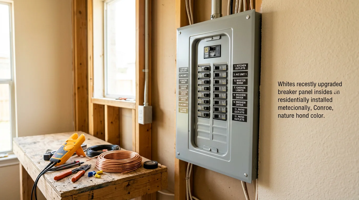 Electrical panel upgrade installation in Conroe residence